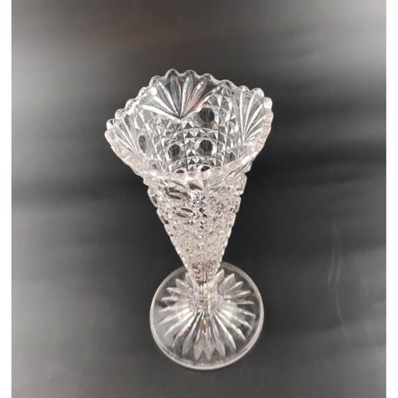 Vintage Brilliant Clear Cut Glass Bud Vase‎ 6" Crystal Flower Vase Decorative - Picture 3 of 9